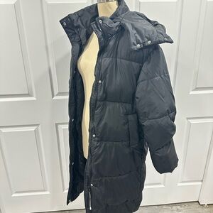 Black Puffer Coat with Hood